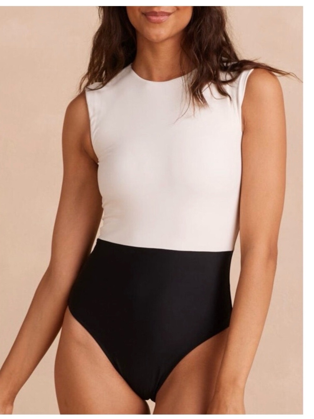 Summersalt “The Surf “Two-Tone Sleeveless One-Piece in White and Black